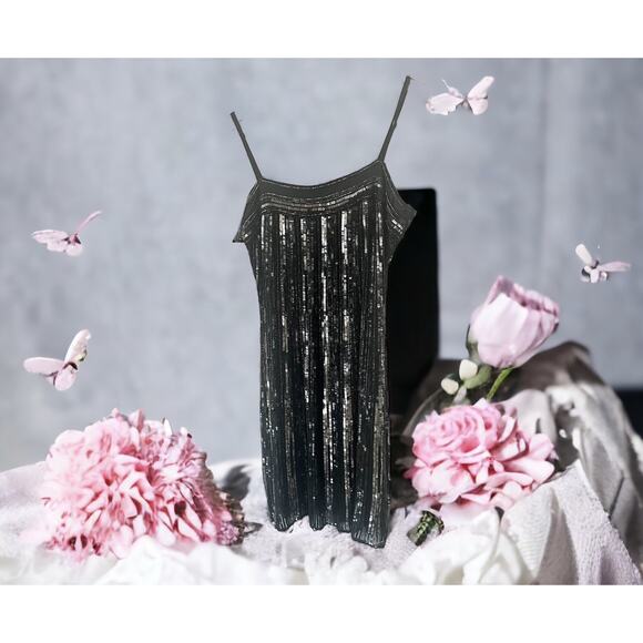 Stenay Vintage Black Beaded Sequined Dress Elegant Evening Formal Womens Sz 10 - Picture 2 of 12